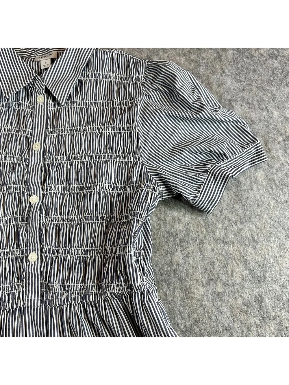 J.Crew Factory striped cotton smocked midi dress preppy cottagecore S